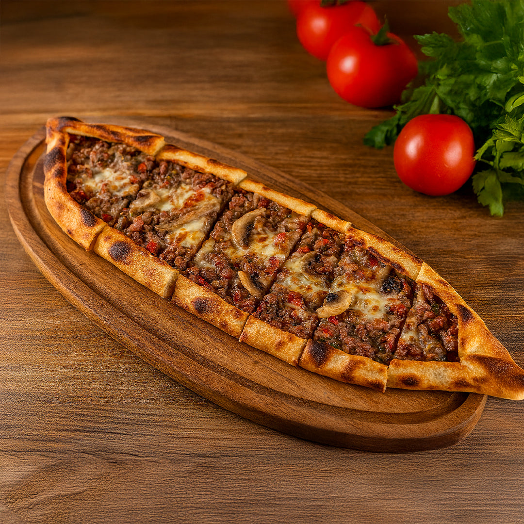 Pide with Beef & Mushroom